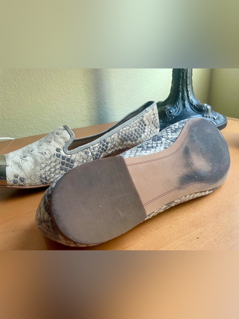 Sam Edelman Python-Texture Metallic Cap-Toe Loafer - Gray - Picture 3 of 3
